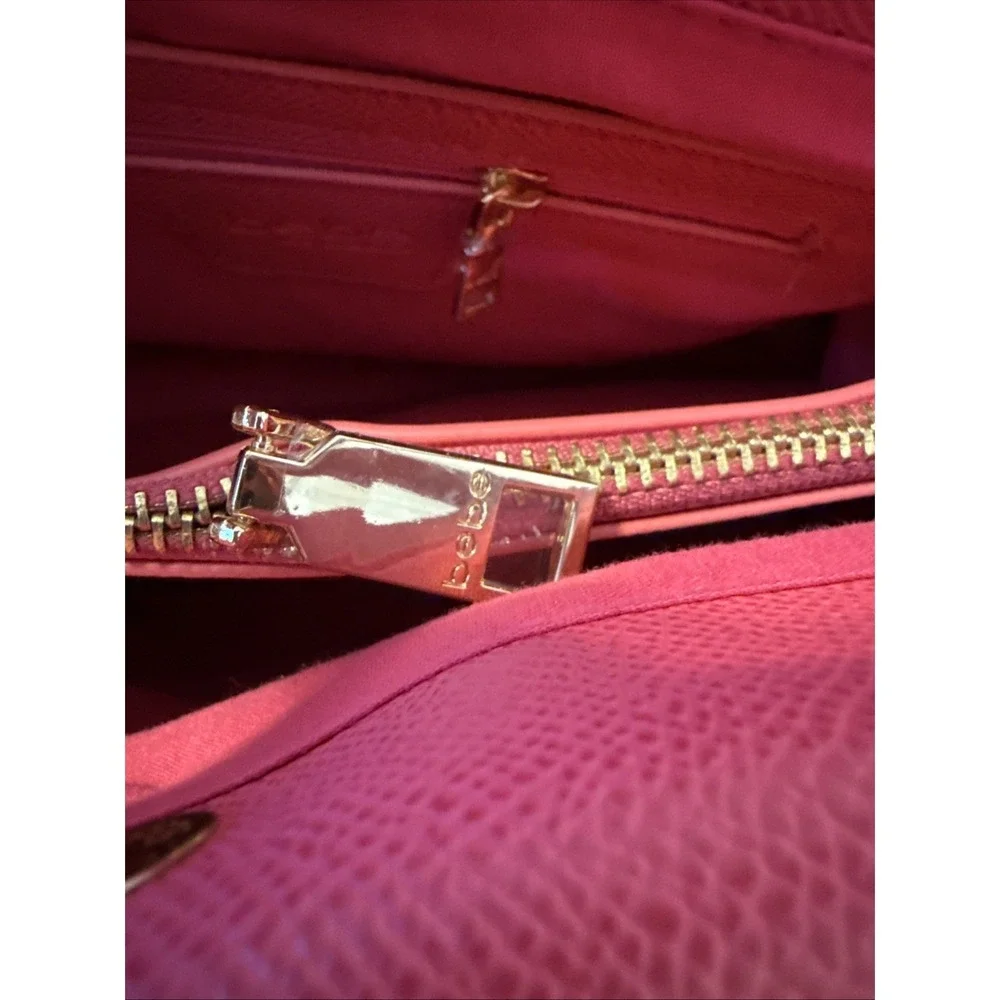 BEBE Orchid Evie Satchel Bag With Shoulder Strap Hot Pink Fuchsia NWT - Picture 8 of 16
